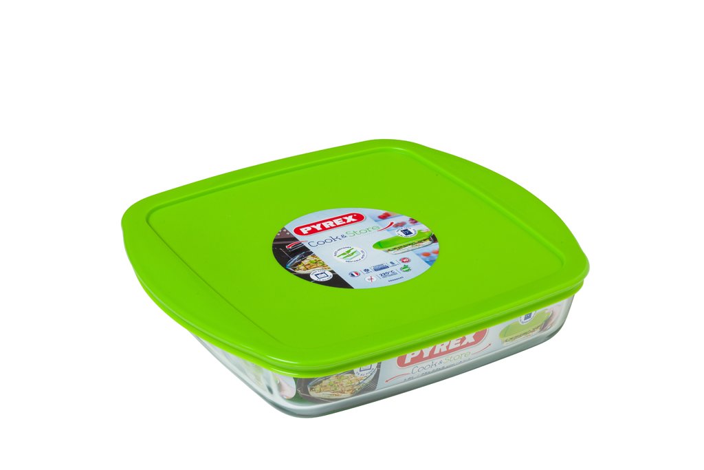 Cook & Store Glass Square Dish shallow version High resistance with li -  Pyrex® Webshop AR