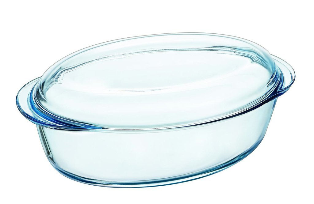 Pyrex 1.8 Liter Oval Clear Glass Casserole Dish With Lid Vintage