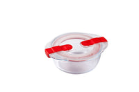 Cook & Heat Round glass food container with patented microwave safe lid