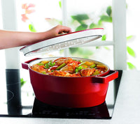 SlowCook Cast iron red oval Casserole - compatible with oven and induction hobs