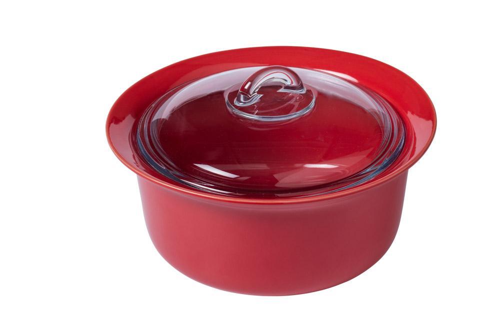 Supreme Cherry red Round Casserole with glass lid - Ceramic - Ø26 cm - -  Pyrex® Webshop AR